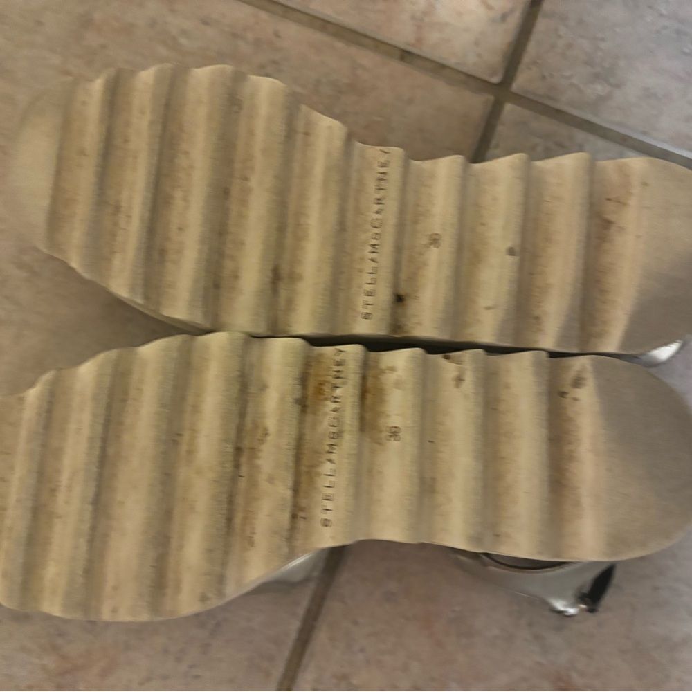 Stella McCartney Elyse Sandals wedge dress shoes open toe platforms metallic - Picture 13 of 14